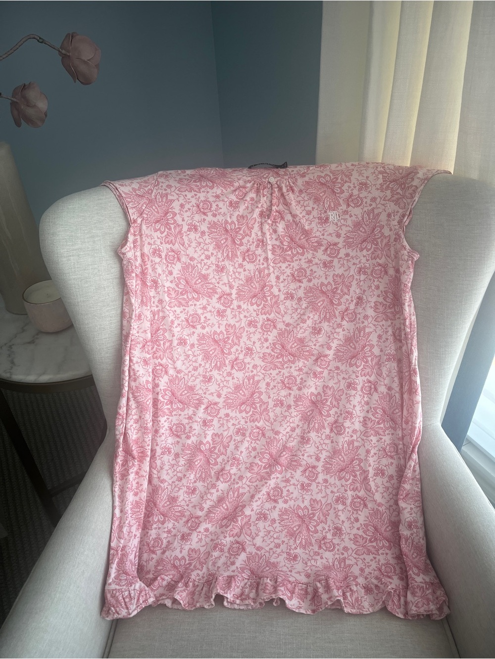 Lauren Ralph Lauren Pink Floral Cap Sleeve Nightgown Size XL